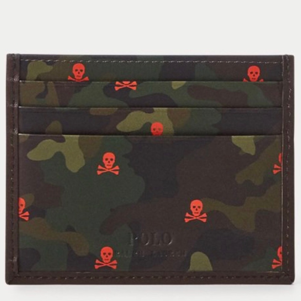 🎉 HP 🎉 🆕 Polo Ralph Lauren Camo Skull Card Case - Picture 3 of 5